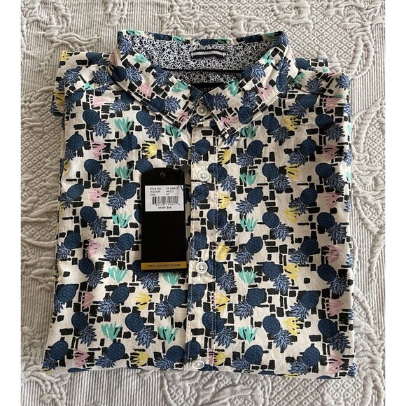 Tailored Recreation Premium Hawaiian Shirt Pineapple Mens Medium Slim Fit NWT - Picture 15 of 15